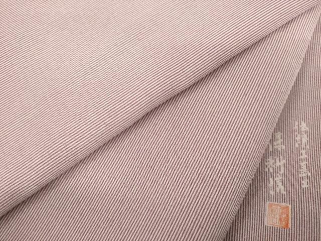 平和屋着物●伝統工芸士 保科信 江戸小紋 万筋 白色×浅蘇芳色 正絹 逸品 未使用 AABD1081ck