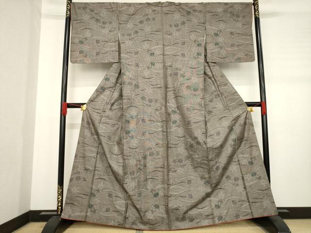 平和屋着物●本場大島紬 カタス9マルキ 吹き寄せ楓文 正絹 逸品 AABD1085ck