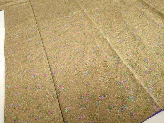 平和屋着物●上質な小紋　流水花鳥文　亀　鬼しぼ縮緬　正絹　逸品　AABD1103ck