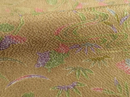 平和屋着物●上質な小紋　流水花鳥文　亀　鬼しぼ縮緬　正絹　逸品　AABD1103ck