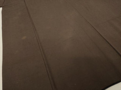 平和屋着物●男性 紬 アンサンブル 色無地 赤墨色 正絹 逸品 AABD1115ck