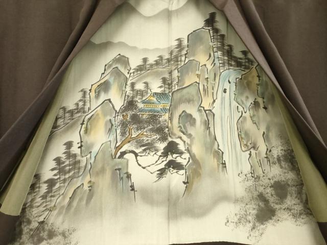 平和屋着物●男性 紬 アンサンブル 色無地 赤墨色 正絹 逸品 AABD1115ck
