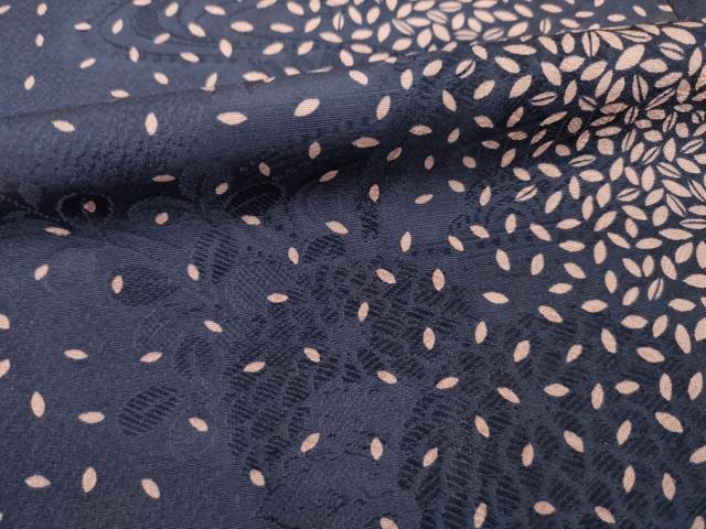 平和屋着物●上質な小紋　斜縞　葉尽くし　正絹　逸品　AABD1126ck