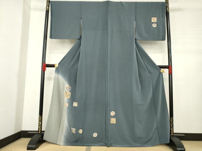 平和屋着物●訪問着　幾何学文様　暈し染め　金彩　正絹　逸品　AABD1127ck