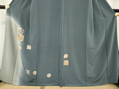 平和屋着物●訪問着　幾何学文様　暈し染め　金彩　正絹　逸品　AABD1127ck