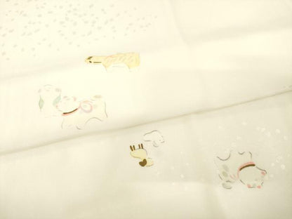 平和屋着物●長襦袢　無双仕立て　手描き　玩具文　金彩　広衿仕立て　正絹　逸品　未使用　AABD1135ck