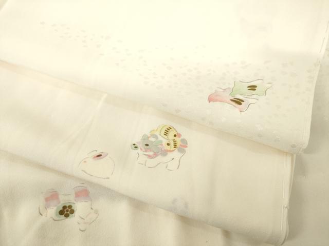 平和屋着物●長襦袢　無双仕立て　手描き　玩具文　金彩　広衿仕立て　正絹　逸品　未使用　AABD1135ck