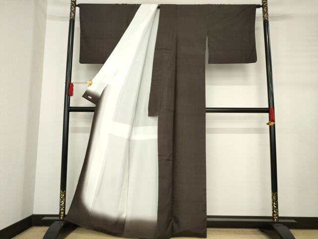 平和屋着物●上質な紬　色無地　檳榔子染色　三越扱い　正絹　逸品　AABD1153ck