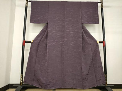 平和屋着物●上質な色無地 樹林地紋 滅紫色 正絹 逸品 未使用 AABD1157ck