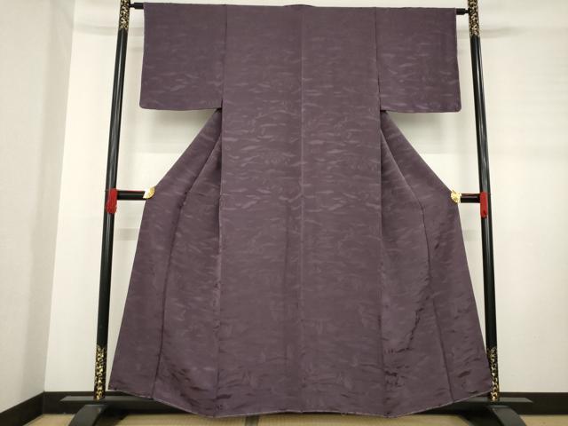 平和屋着物●上質な色無地 樹林地紋 滅紫色 正絹 逸品 未使用 AABD1157ck
