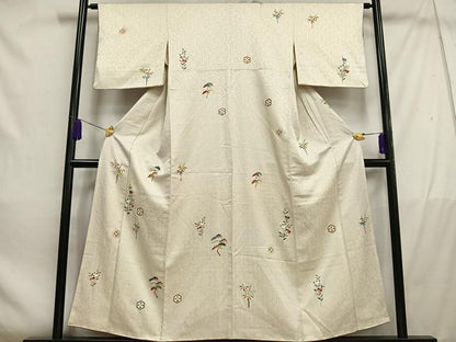 平和屋着物■上質な小紋　笠松　橘　金彩　正絹　逸品　AABD1249oa