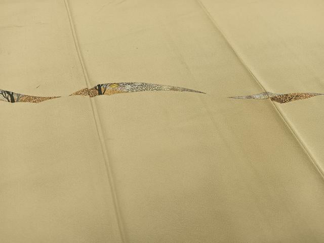 平和屋着物■色留訪問着 作家物 刺繍 樹林文 金銀糸 正絹 逸品 AABD1268oa