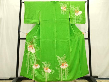 平和屋着物■訪問着　駒刺繍　絞り　地紙花籠文　金彩　正絹　逸品　AABD1327ma