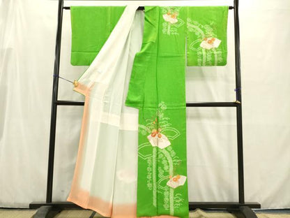 平和屋着物■訪問着　駒刺繍　絞り　地紙花籠文　金彩　正絹　逸品　AABD1327ma