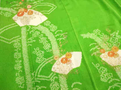 平和屋着物■訪問着　駒刺繍　絞り　地紙花籠文　金彩　正絹　逸品　AABD1327ma