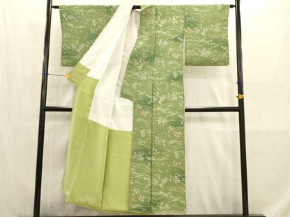 平和屋着物■上質な小紋　草花文　暈し染め　正絹　逸品　AABD1349ma