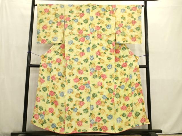 平和屋着物■上質な小紋　草花文　正絹　逸品　AABD1350ma