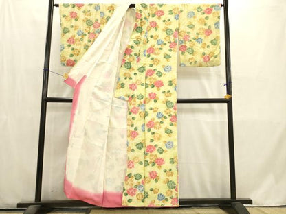 平和屋着物■上質な小紋　草花文　正絹　逸品　AABD1350ma