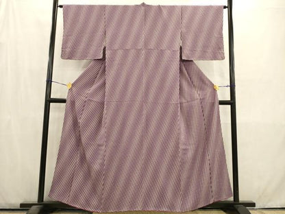 平和屋着物■上質な小紋　斜縞花文　正絹　逸品　AABD1359ma