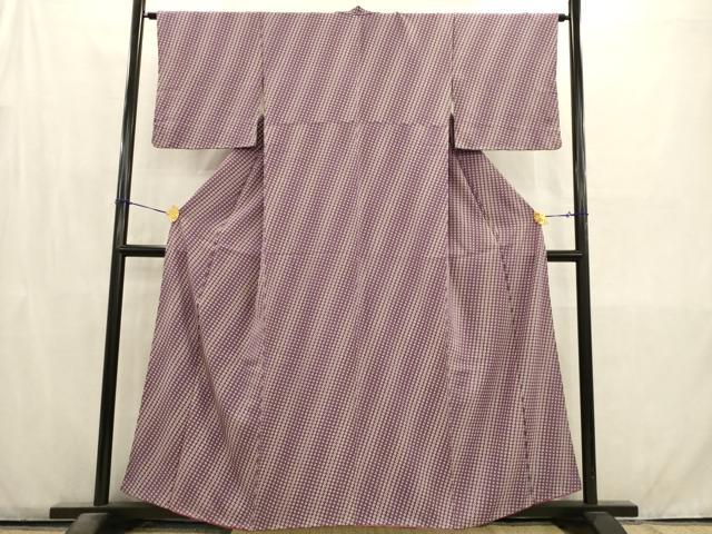 平和屋着物■上質な小紋　斜縞花文　正絹　逸品　AABD1359ma