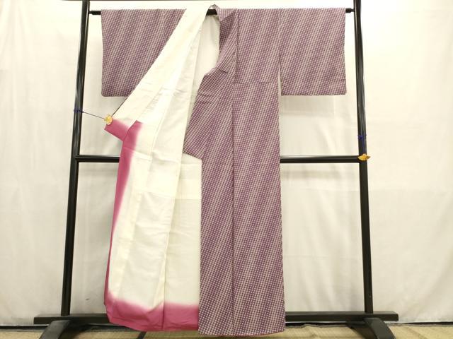 平和屋着物■上質な小紋　斜縞花文　正絹　逸品　AABD1359ma
