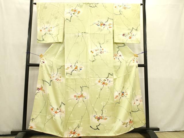 平和屋着物■上質な小紋　枝花文　暈し染め　金彩　正絹　逸品　AABD1376ma