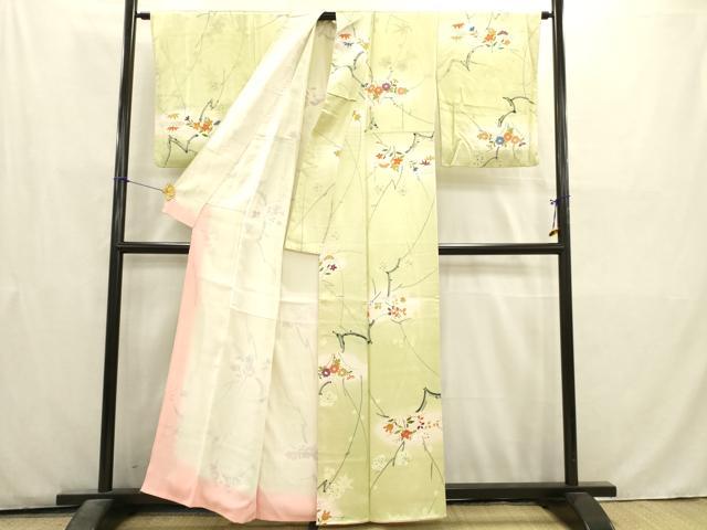 平和屋着物■上質な小紋　枝花文　暈し染め　金彩　正絹　逸品　AABD1376ma