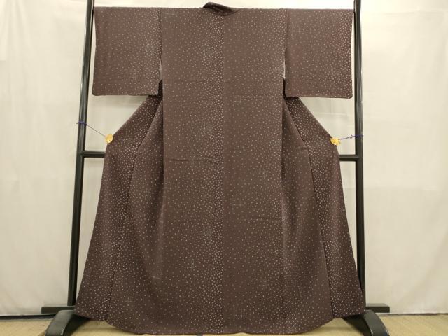 平和屋着物■上質な小紋　格子　正絹　逸品　AABD1398ma