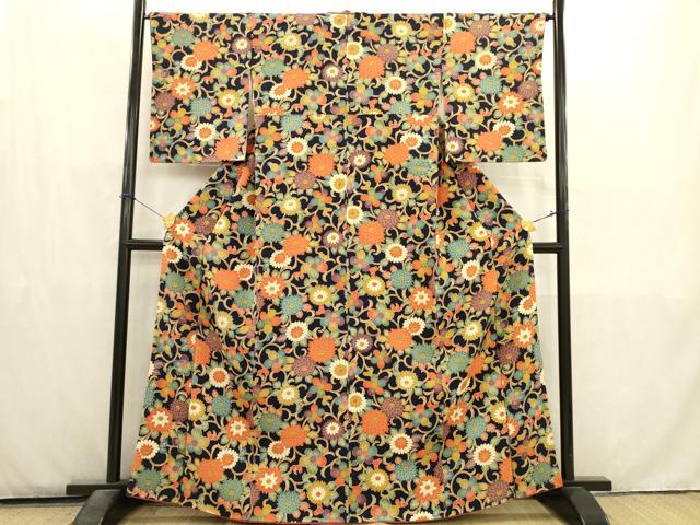 平和屋着物■上質な小紋　花唐草文　正絹　逸品　AABD1403ma