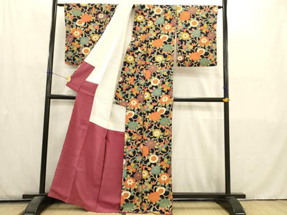 平和屋着物■上質な小紋　花唐草文　正絹　逸品　AABD1403ma