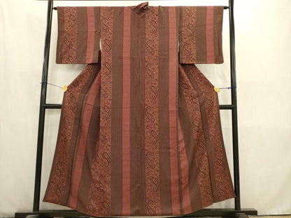 平和屋着物■上質な小紋　草花間道　正絹　逸品　AABD1429ma