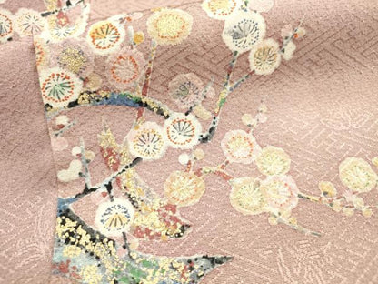 平和屋着物■上質な小紋　枝花文　金彩　正絹　逸品　AABD1452ma