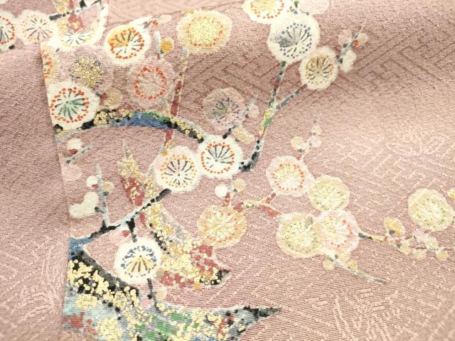 平和屋着物■上質な小紋　枝花文　金彩　正絹　逸品　AABD1452ma