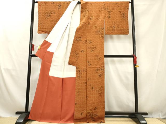 平和屋着物■上質な小紋　幾何学文様　正絹　逸品　AABD1480ma