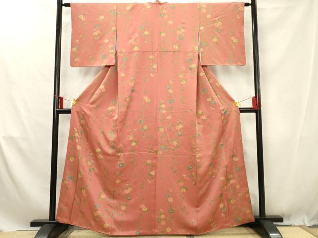 平和屋着物■上質な小紋　枝花文　金彩　正絹　逸品　AABD1484ma