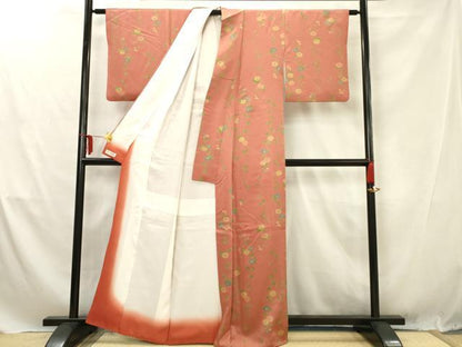 平和屋着物■上質な小紋　枝花文　金彩　正絹　逸品　AABD1484ma