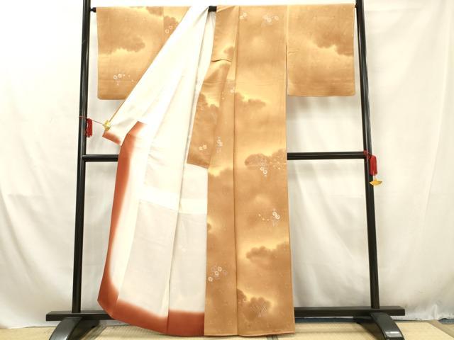 平和屋着物■上質な小紋　雲重ね花文　暈し染め　正絹　逸品　AABD1487ma