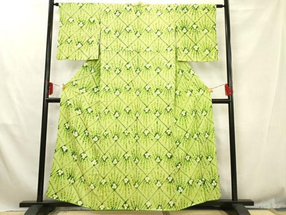 平和屋着物■大変加工の良い総絞り小紋　菱松文　正絹　逸品　AABD1498ma