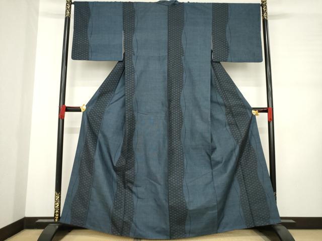 平和屋着物●本場大島紬 カタス9マルキ よろけ麻の葉間道 正絹 逸品 AABD1581ck