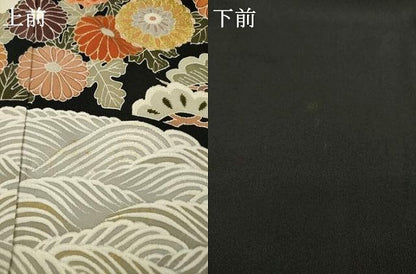 平和屋着物●豪華黒留袖　友禅　刺繍　遠山吉祥花文　金彩　仮絵羽　正絹　逸品　未使用　AABD1618ck