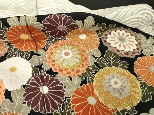 平和屋着物●豪華黒留袖　友禅　刺繍　遠山吉祥花文　金彩　仮絵羽　正絹　逸品　未使用　AABD1618ck
