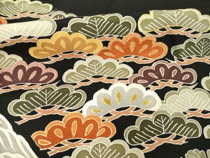 平和屋着物●豪華黒留袖　友禅　刺繍　遠山吉祥花文　金彩　仮絵羽　正絹　逸品　未使用　AABD1618ck