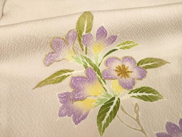 平和屋着物○訪問着 刺繍 枝花文 金彩 仮絵羽 正絹 逸品
