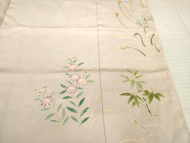 平和屋着物○訪問着 刺繍 枝花文 金彩 仮絵羽 正絹 逸品