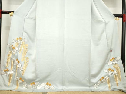 平和屋着物●国際的伝統工芸作家　十二代・藤林徳扇　苑寿 　色留袖　総駒刺繍　藤花房　ロング丈　正絹　逸品　AABD1636ck