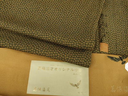 平和屋着物●染色作家 斉藤三才 小紋 小花文 美保姿苑 反端付き 正絹 逸品 AABD1637ck