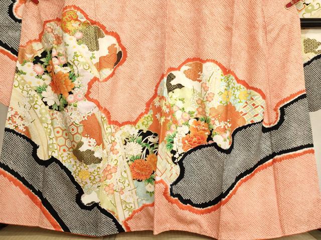 振袖フルセット■絞り■美品■逸品■花雪輪金彩加工■振袖に一式 平和屋着物□豪華振袖 絞り 駒刺繍 雲取り雪輪花文 金彩 正絹