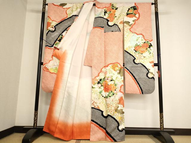 振袖フルセット■絞り■美品■逸品■花雪輪金彩加工■振袖に一式 平和屋着物□豪華振袖 絞り 駒刺繍 雲取り雪輪花文 金彩 正絹