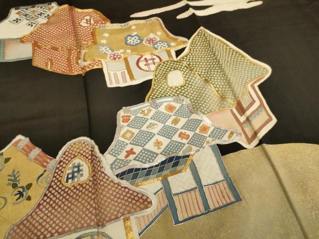 平和屋着物■豪華黒留袖　駒刺繍　風景文　金彩　正絹　逸品　AABD1694ja