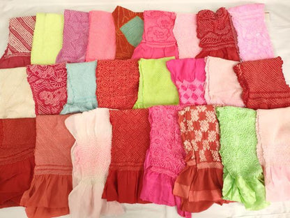 平和屋着物[]七五三　女の子　和装小物　帯揚げ25枚セット　総絞り　中抜き絞り　未使用品あり　正絹　逸品　AABD1792ja